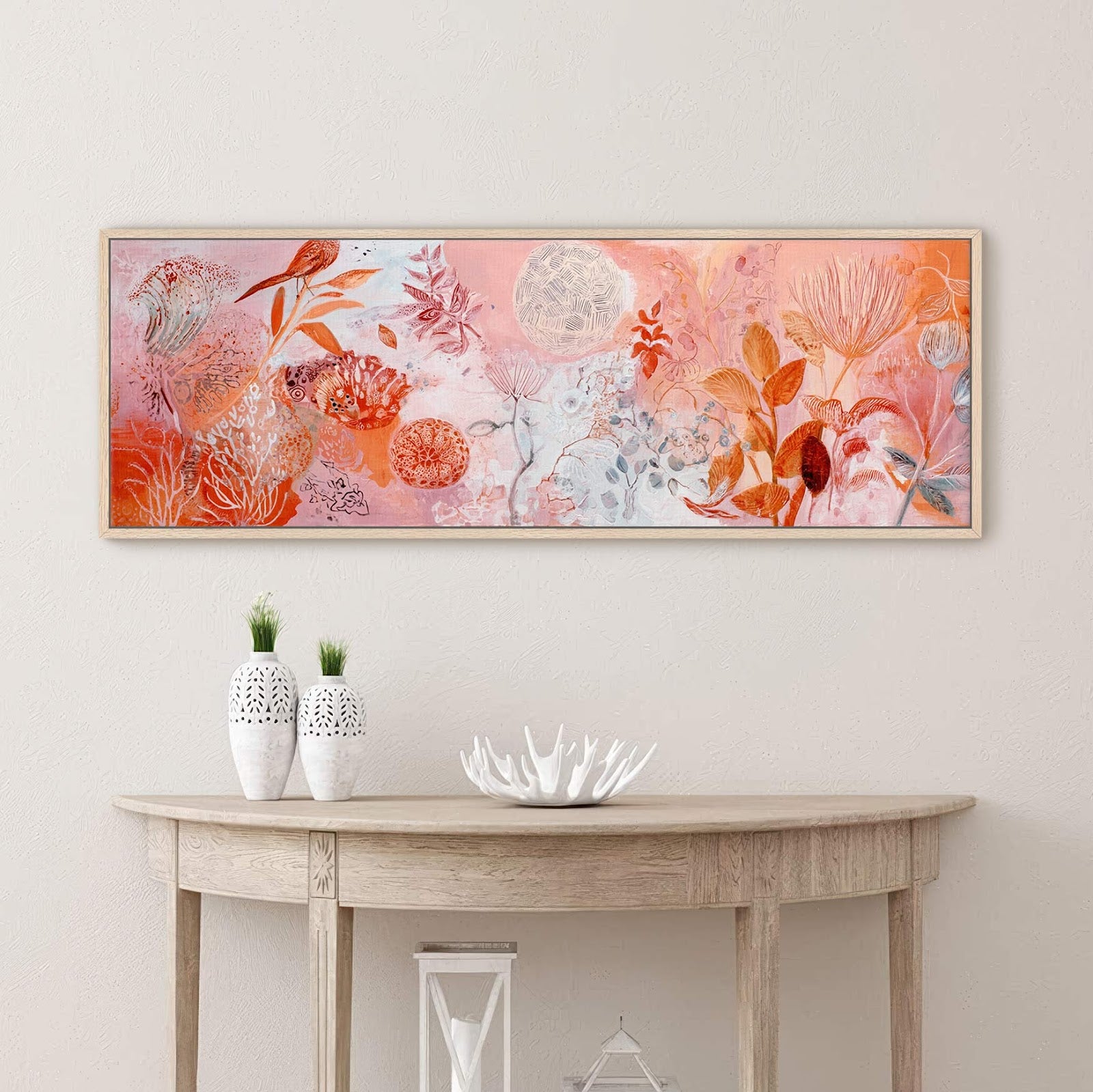 Canvas wall art in interior setting.