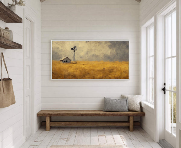Canvas wall art in interior setting.