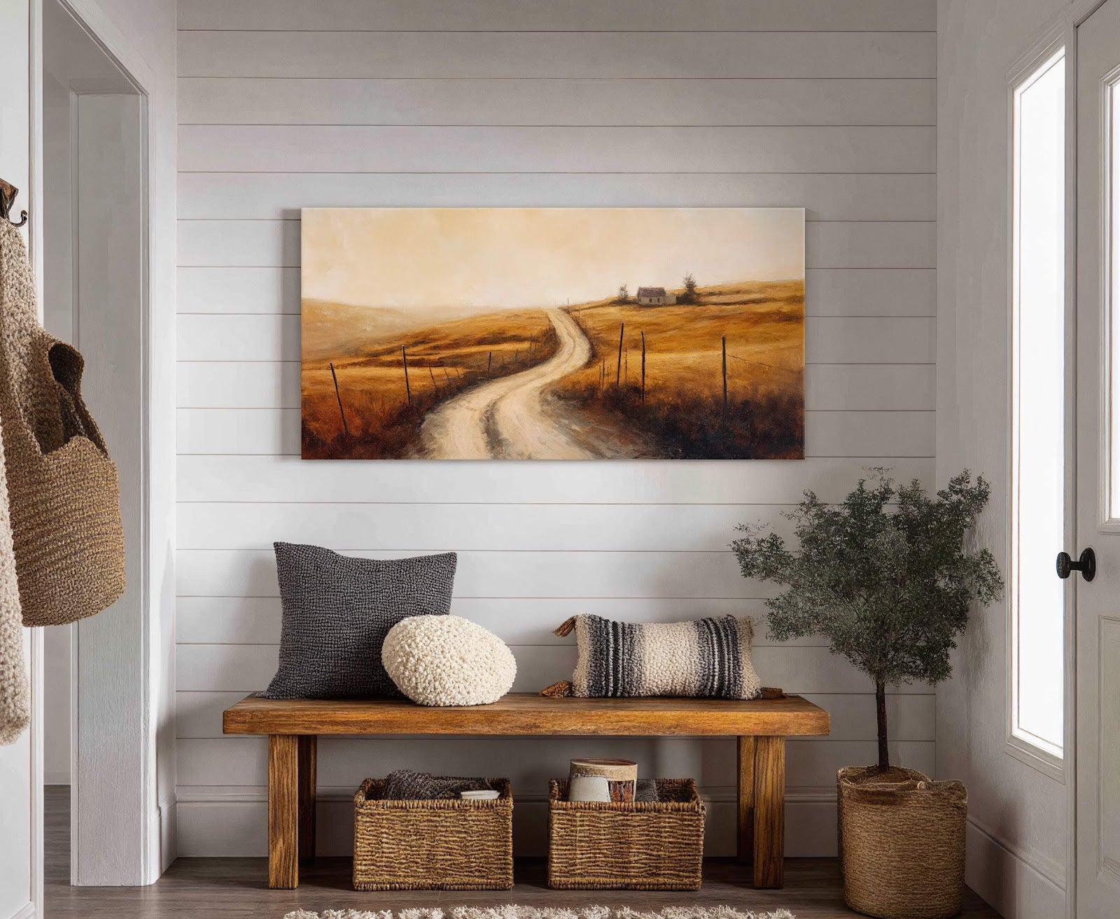 Canvas wall art in interior setting.