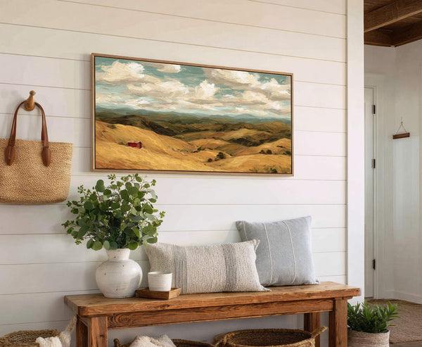 Canvas wall art in interior setting.