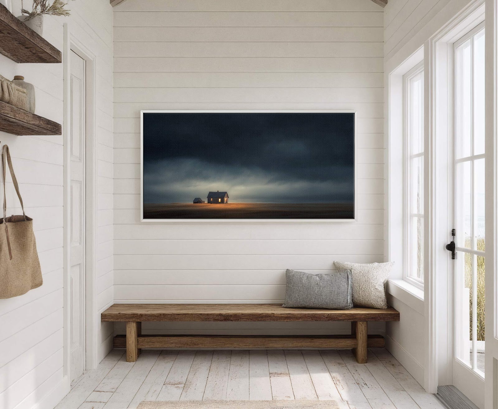Canvas wall art in interior setting.