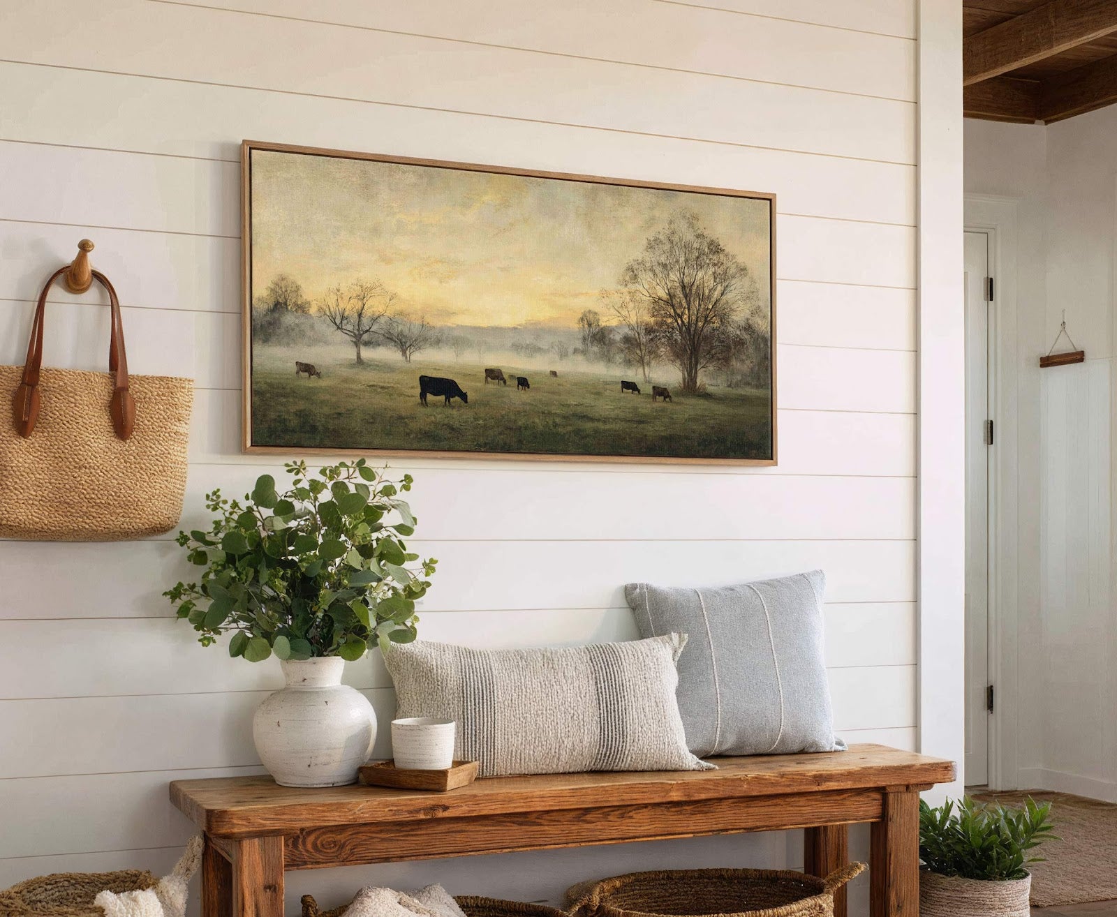 Canvas wall art in interior setting.