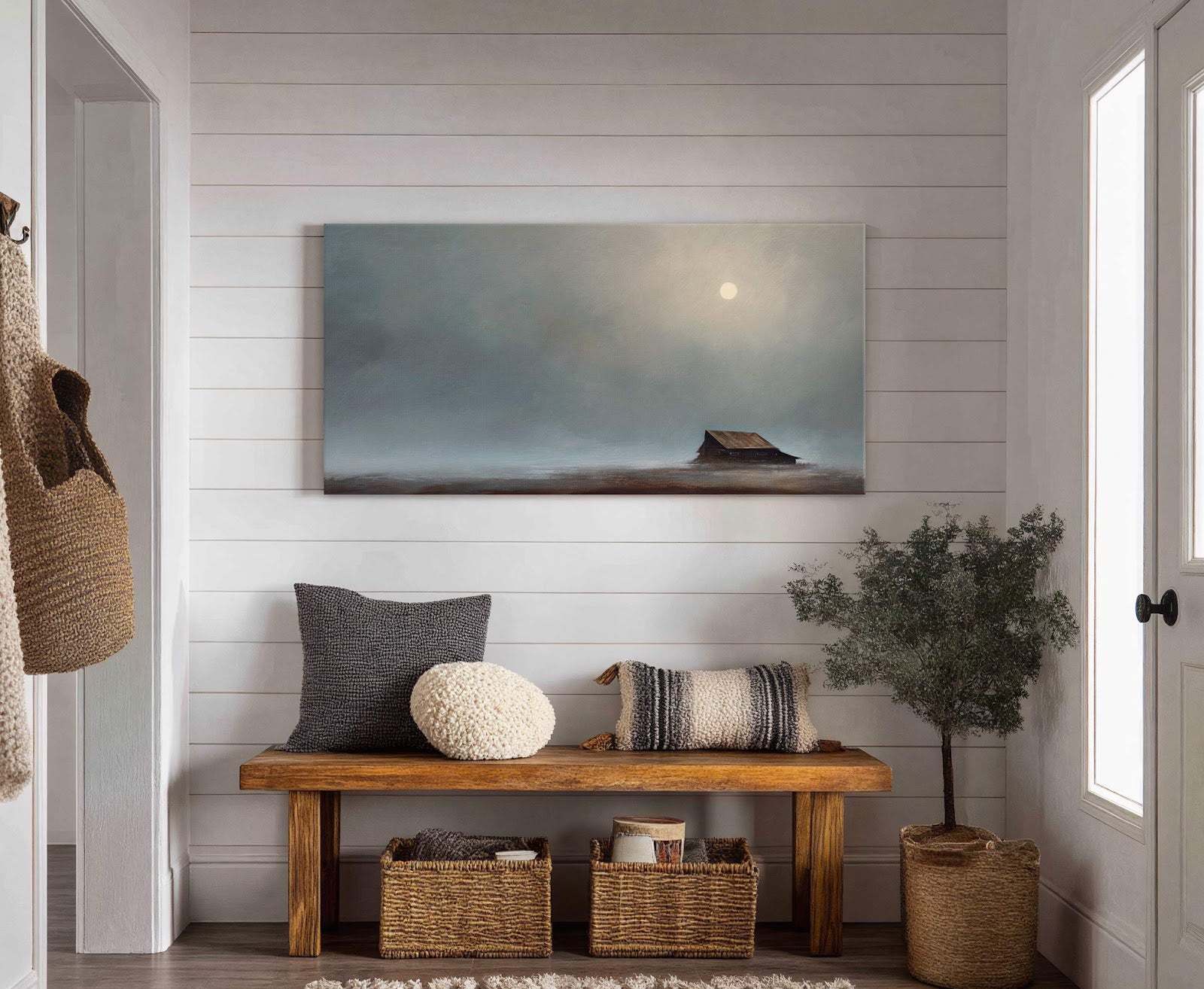 Canvas wall art in interior setting.