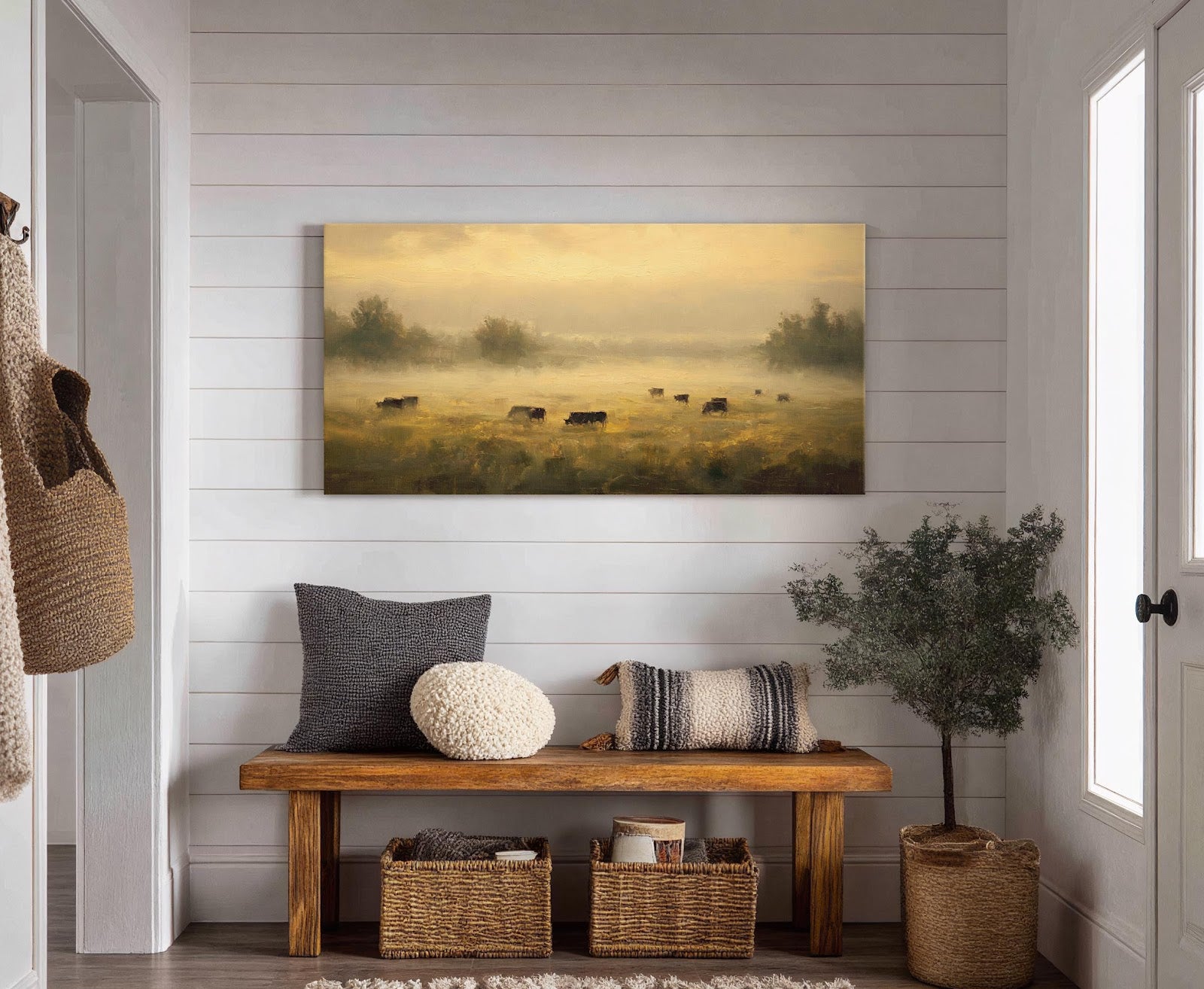 Canvas wall art in interior setting.