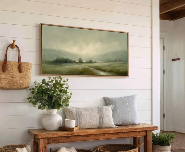 Canvas wall art in interior setting.