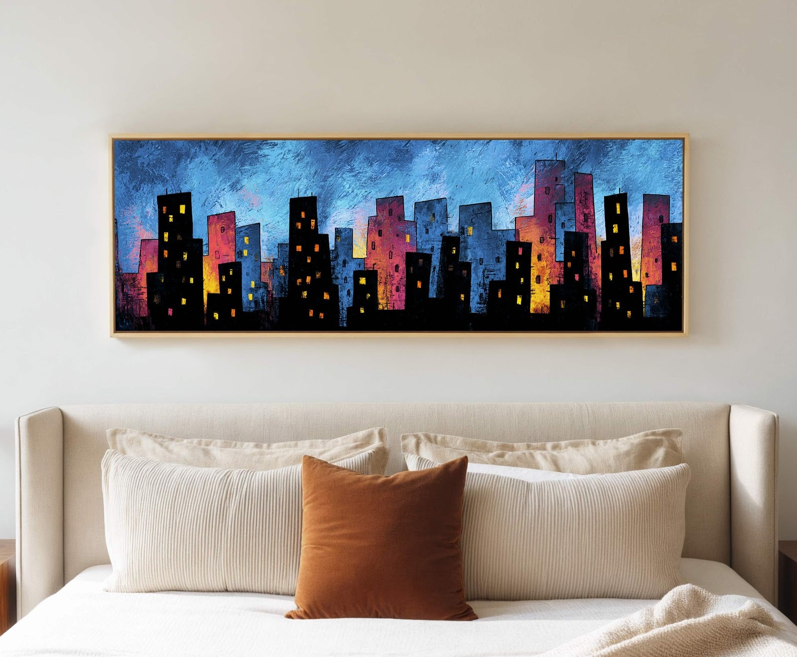 Canvas wall art in interior setting.
