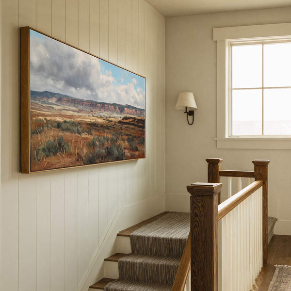 Canvas wall art in interior setting.