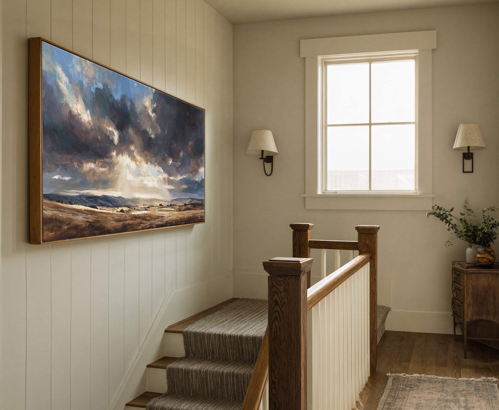 Canvas wall art in interior setting.