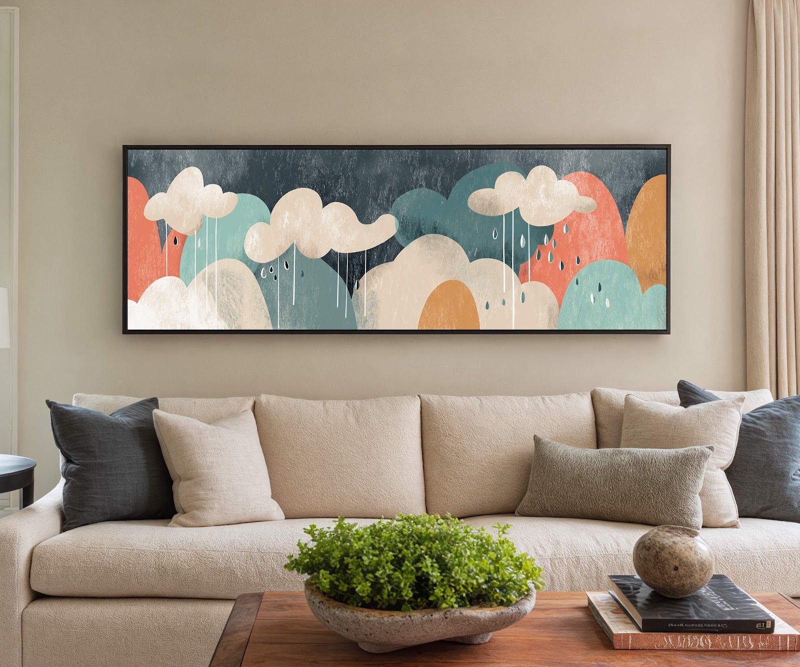 Canvas wall art in interior setting.
