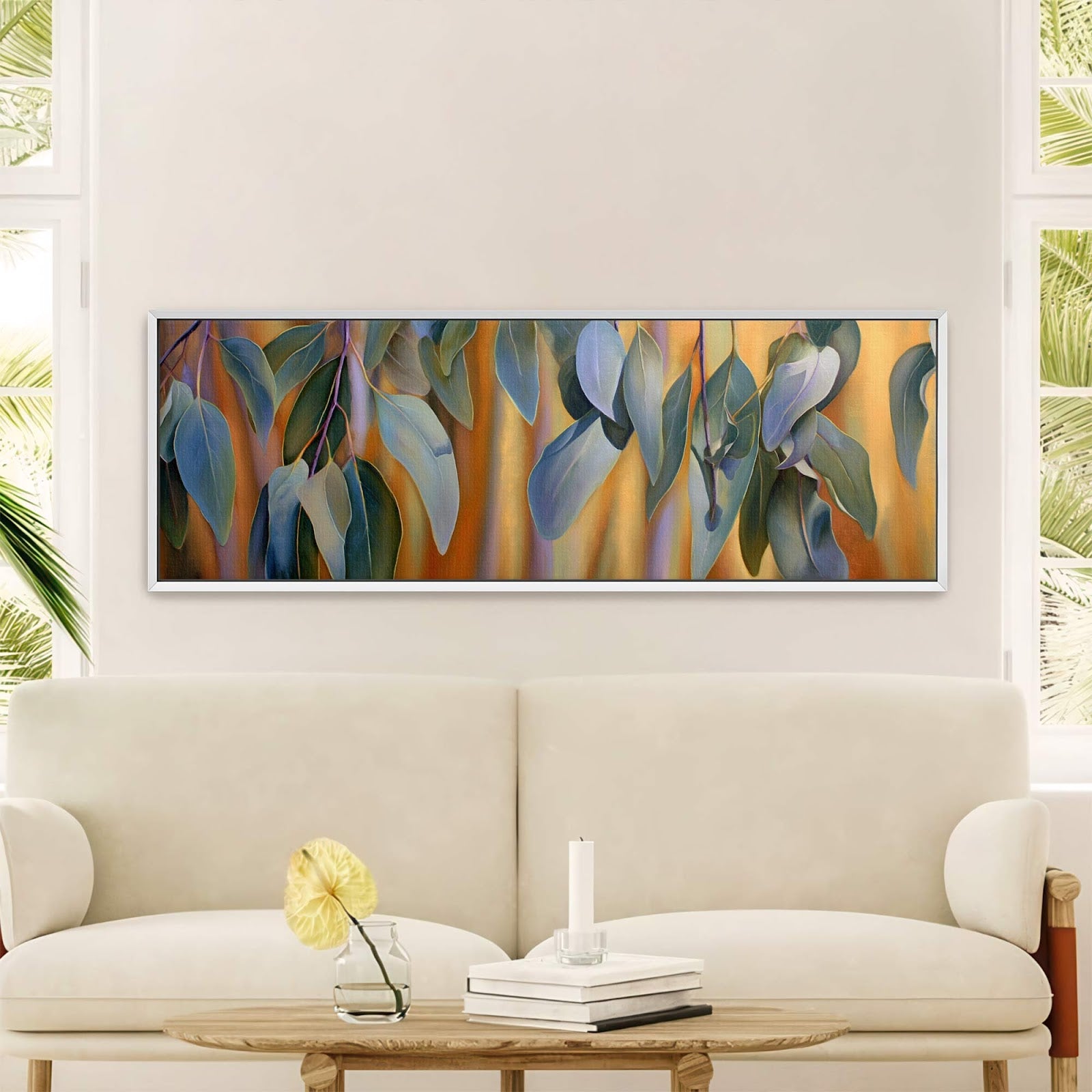 Canvas wall art in interior setting.
