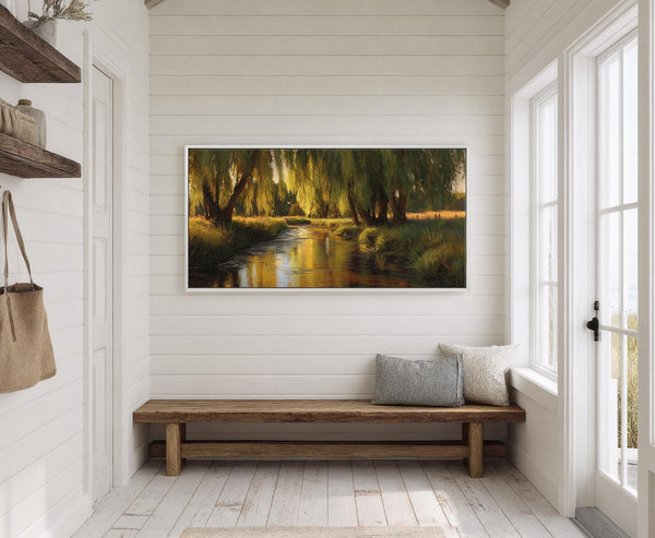 Canvas wall art in interior setting.