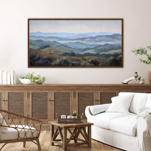 Canvas wall art in interior setting.