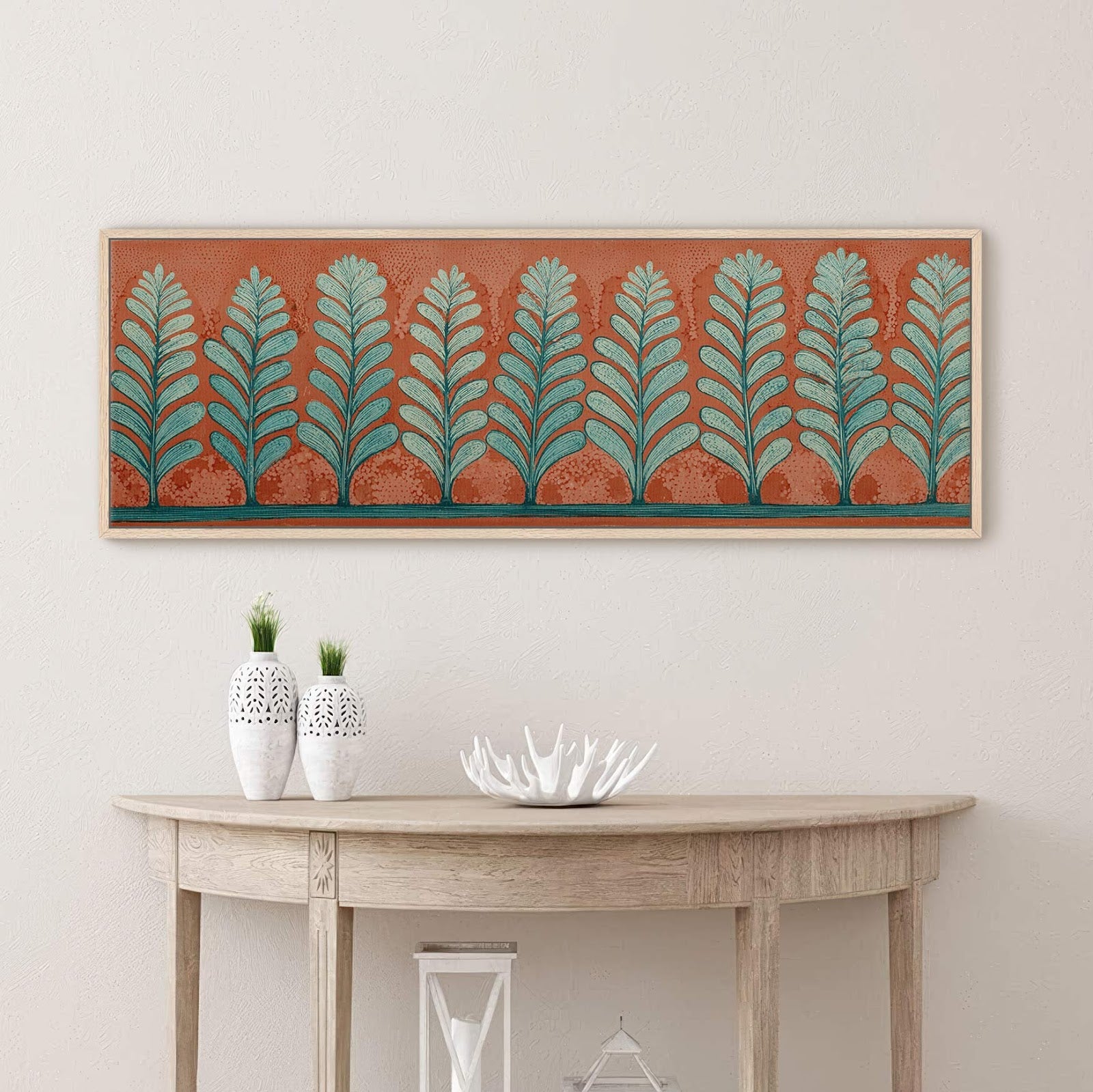 Canvas wall art in interior setting.