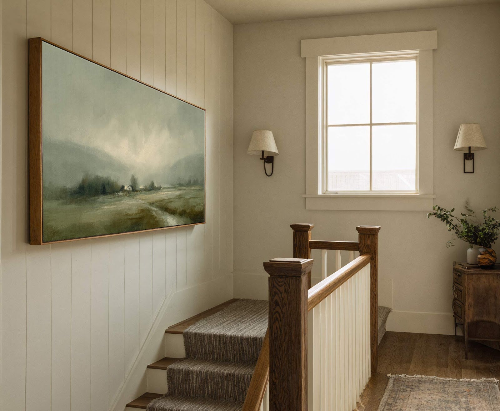 Canvas wall art in interior setting.