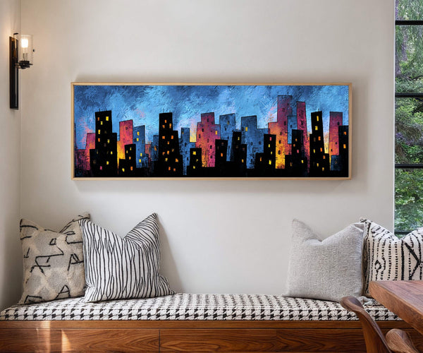 Canvas wall art in interior setting.
