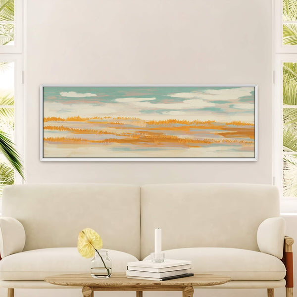 Canvas wall art in interior setting.