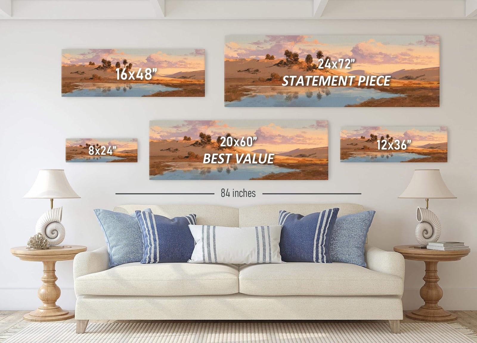 Canvas wall art in interior setting.