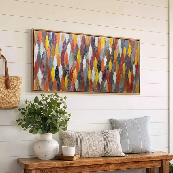 Canvas wall art in interior setting.