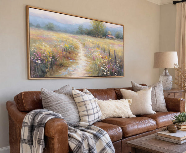 Canvas wall art in interior setting.