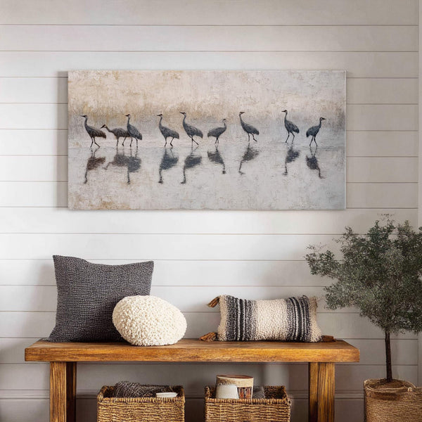 Canvas wall art in interior setting.