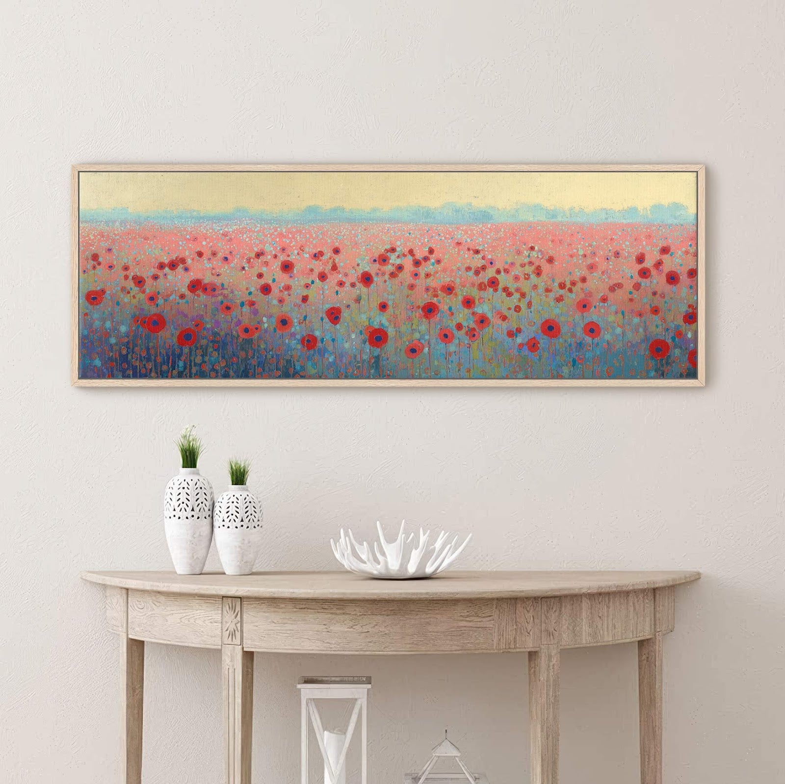 Canvas wall art in interior setting.