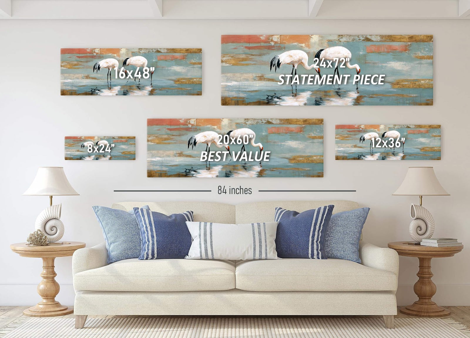 Canvas wall art in interior setting.