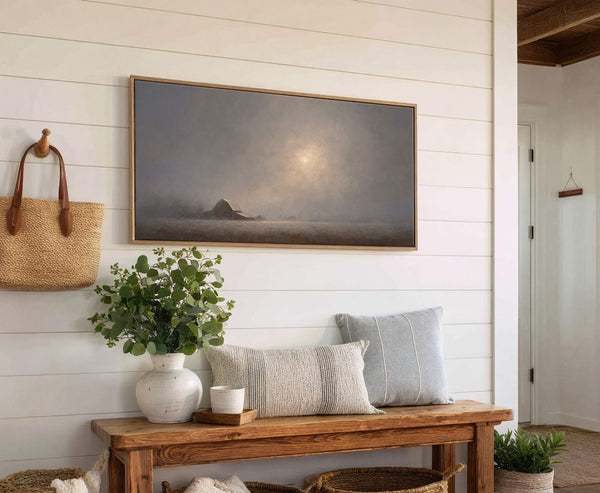 Canvas wall art in interior setting.