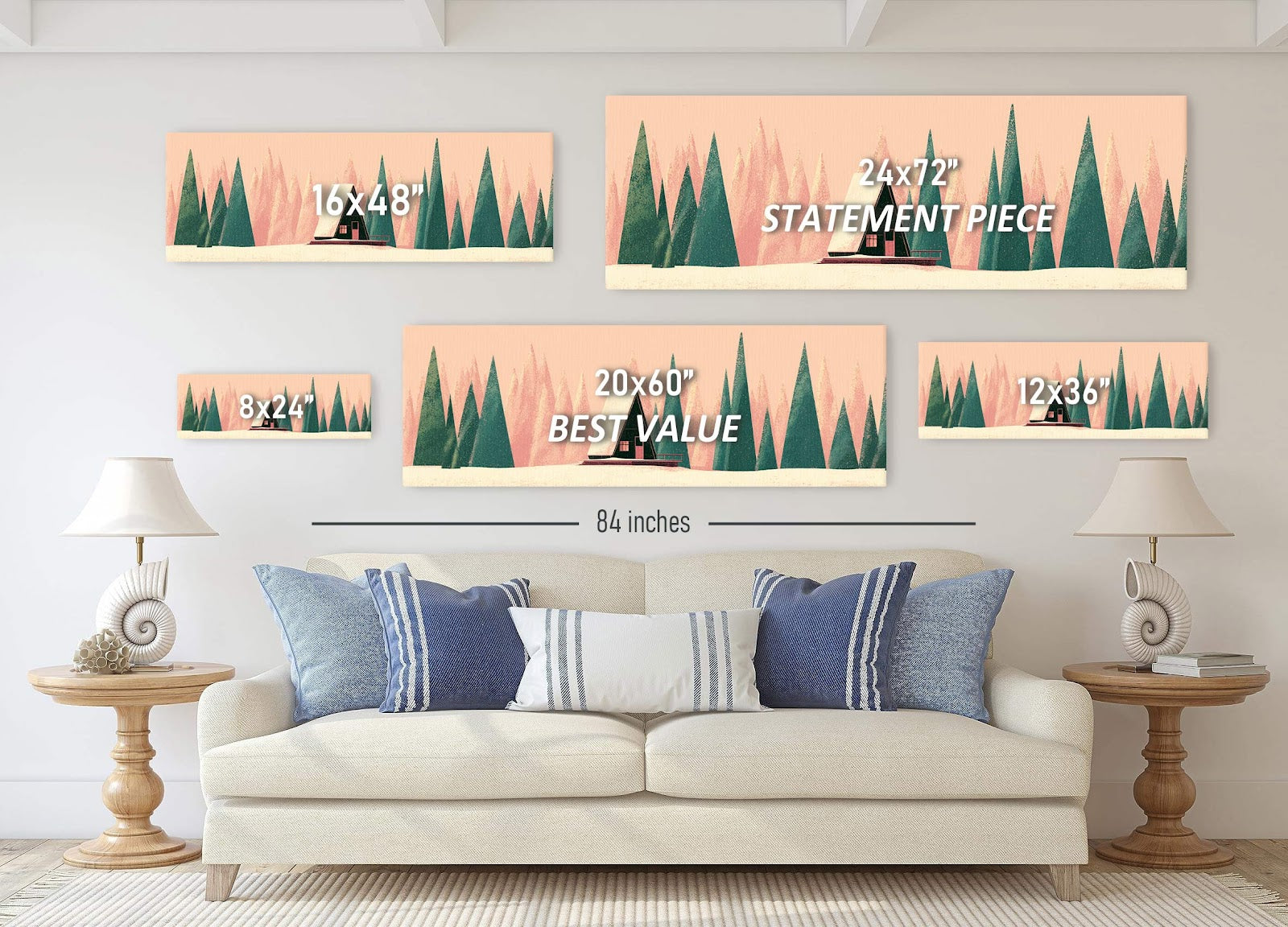 Canvas wall art in interior setting.