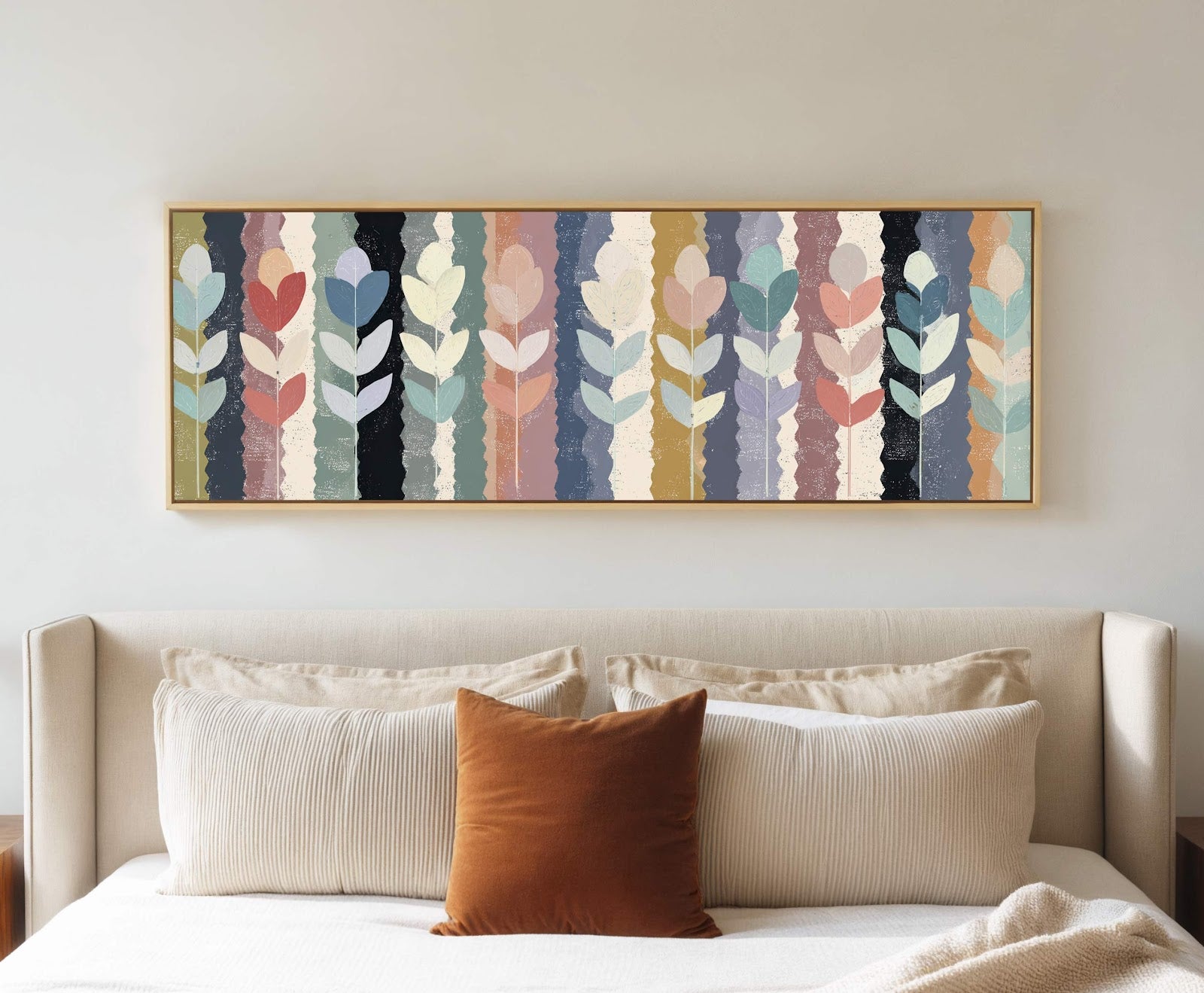 Canvas wall art in interior setting.