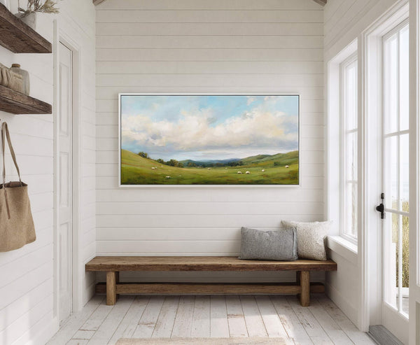 Canvas wall art in interior setting.