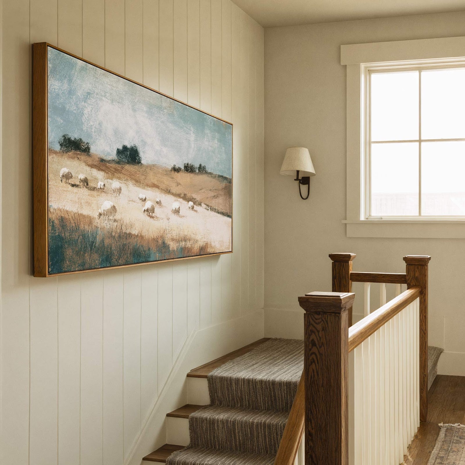 Canvas wall art in interior setting.