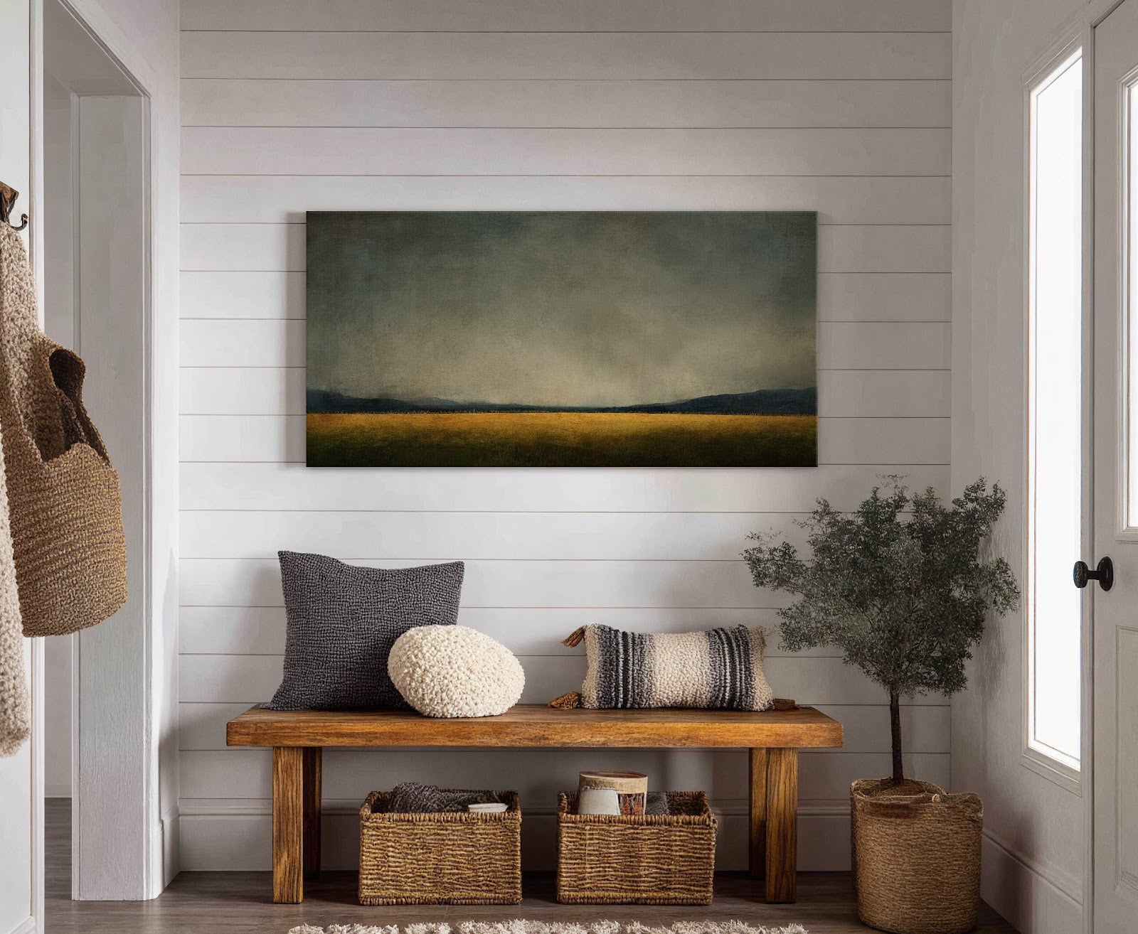 Canvas wall art in interior setting.
