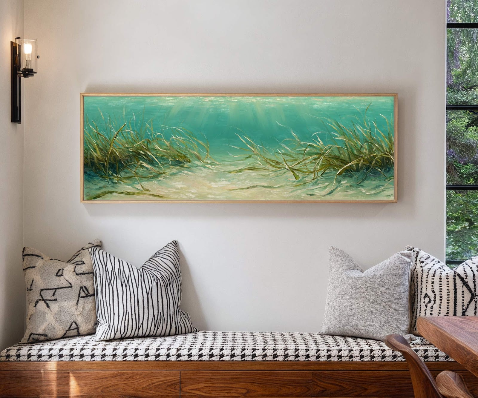 Canvas wall art in interior setting.
