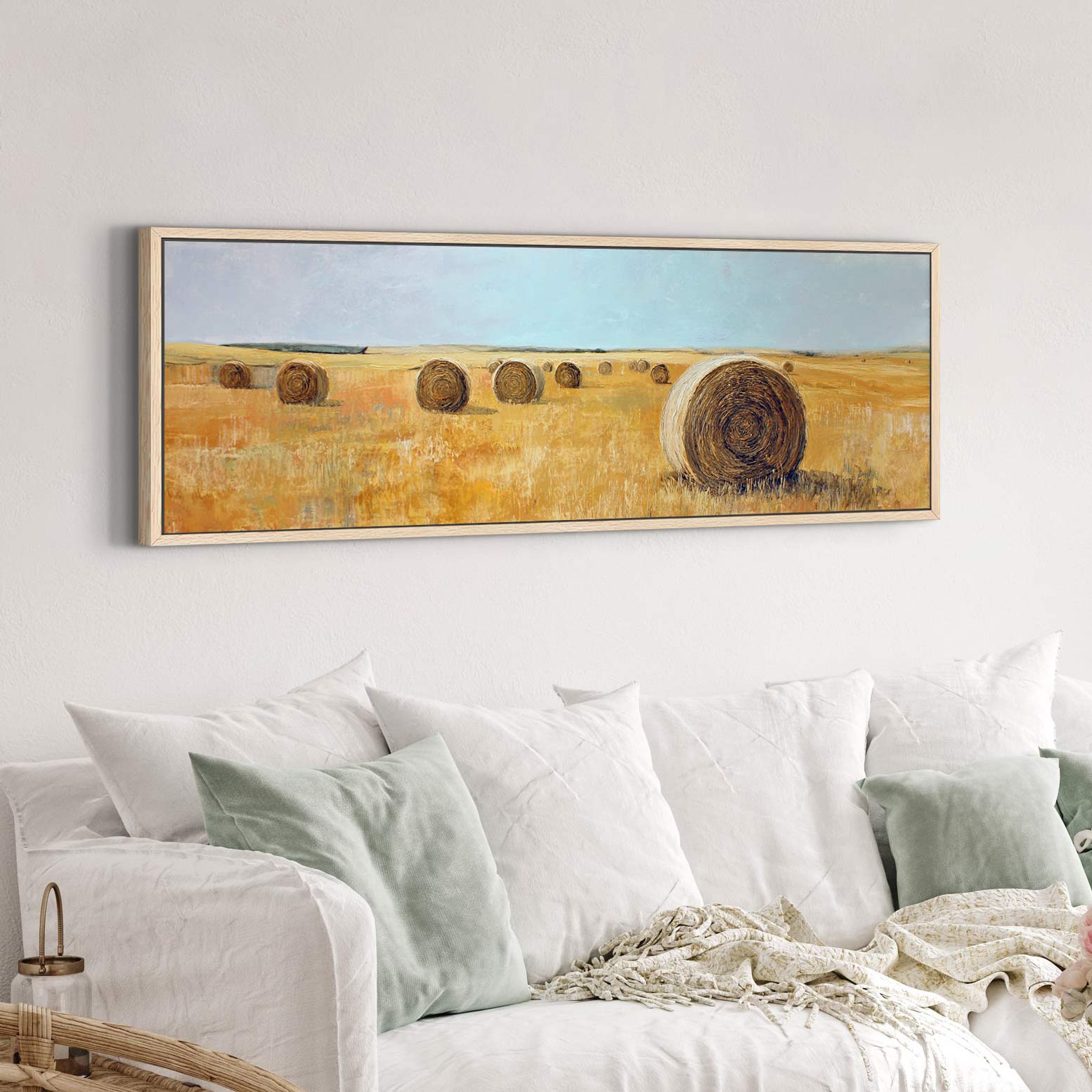 Canvas wall art in interior setting.