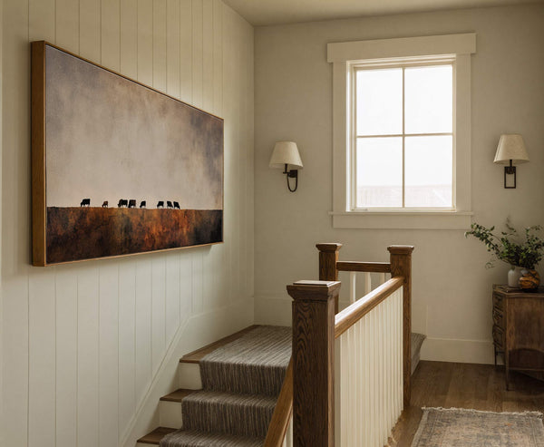 Canvas wall art in interior setting.