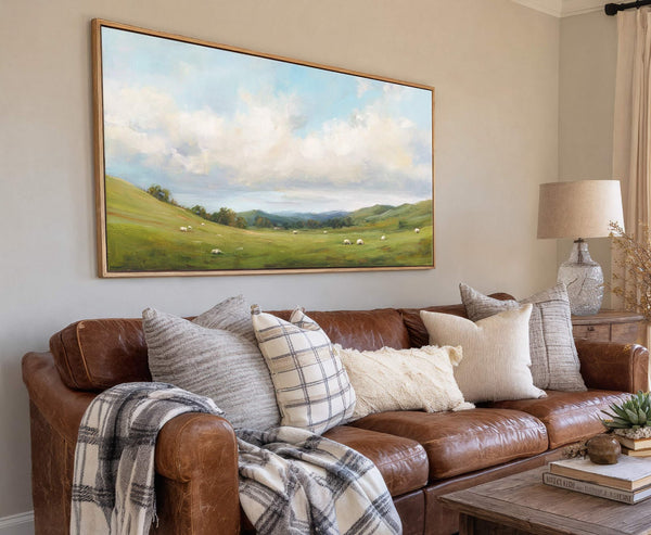 Canvas wall art in interior setting.