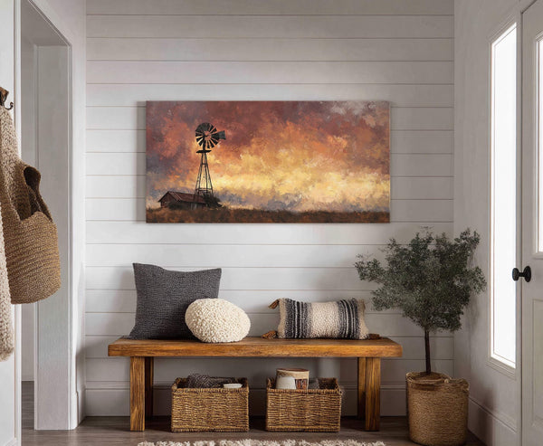 Canvas wall art in interior setting.
