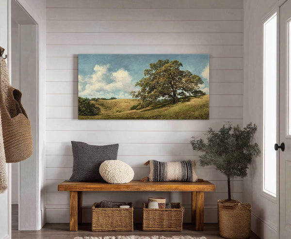 Canvas wall art in interior setting.