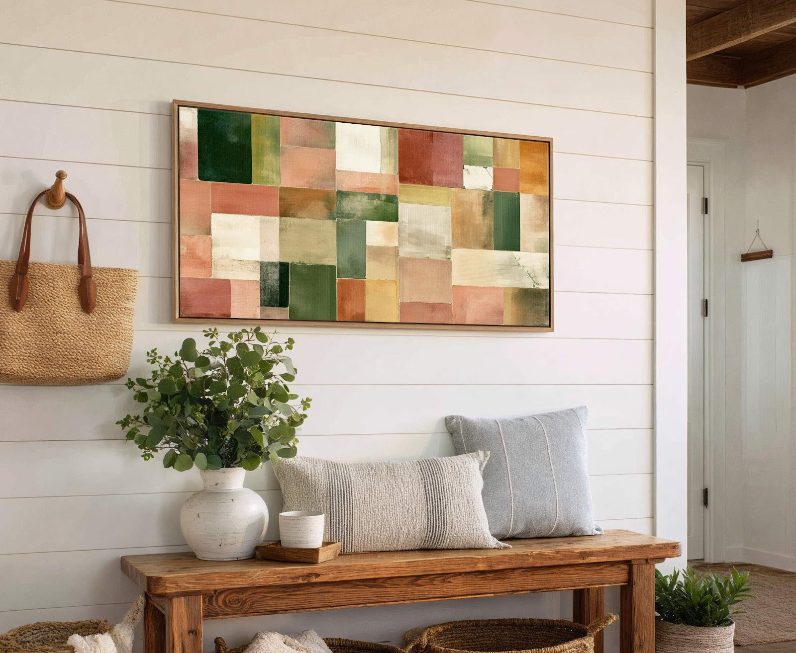 Canvas wall art in interior setting.
