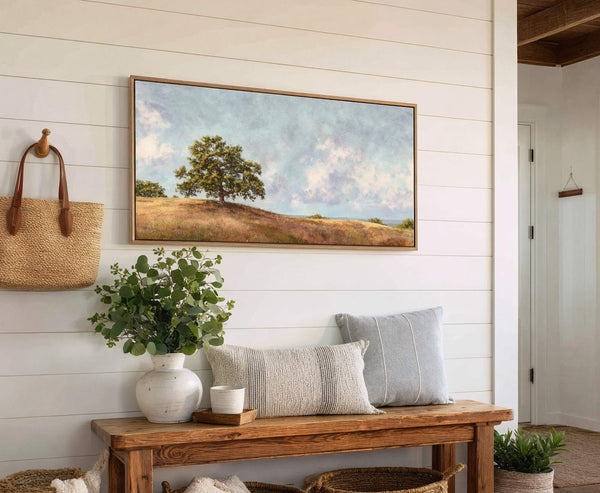 Canvas wall art in interior setting.