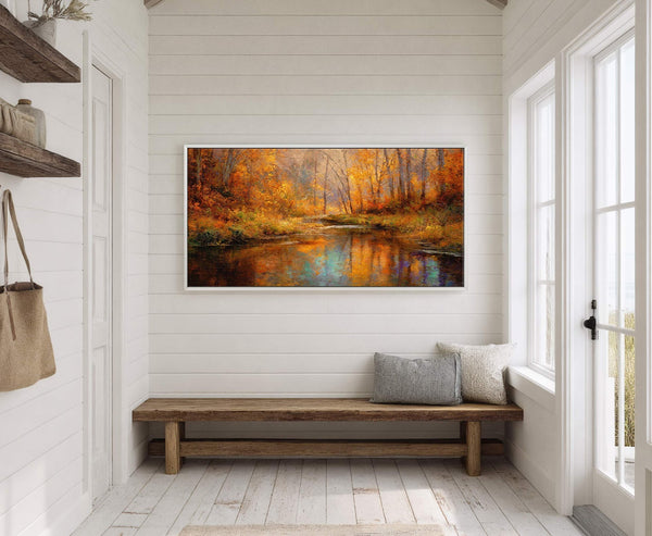 Canvas wall art in interior setting.
