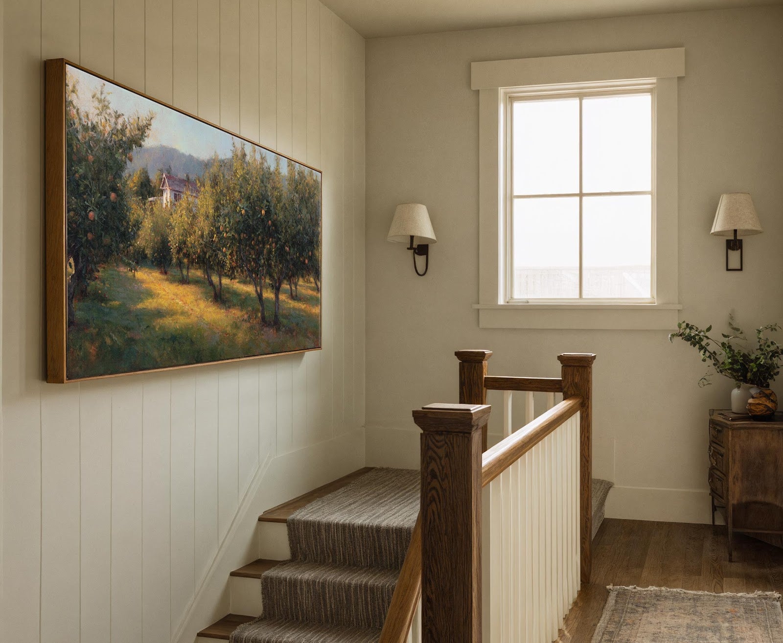 Canvas wall art in interior setting.