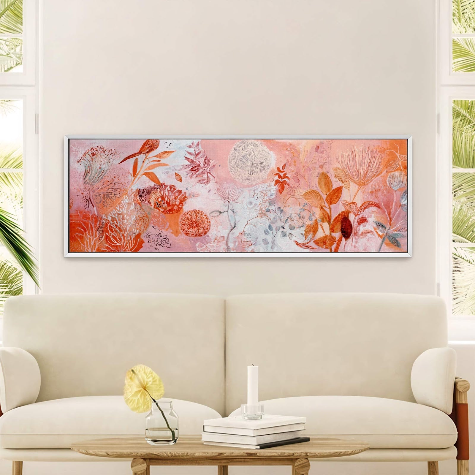 Canvas wall art in interior setting.