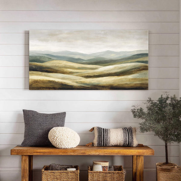Canvas wall art in interior setting.