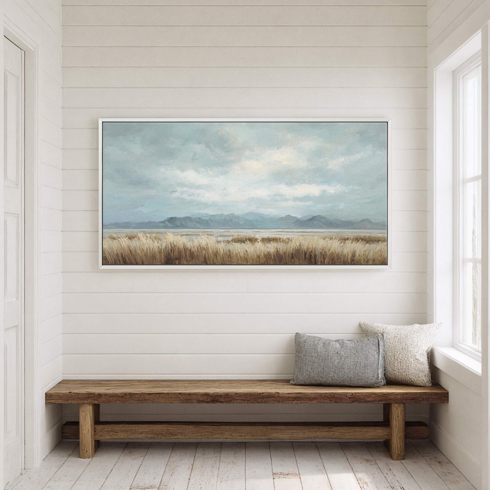Canvas wall art in interior setting.