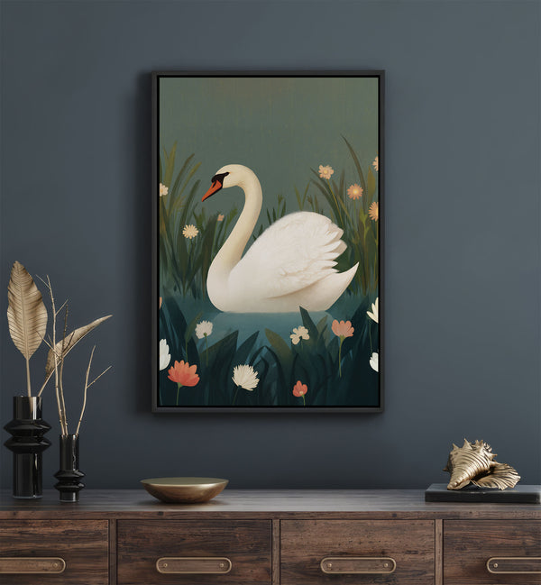 Der ruhige Schwan (Botanischer Kunstdruck)