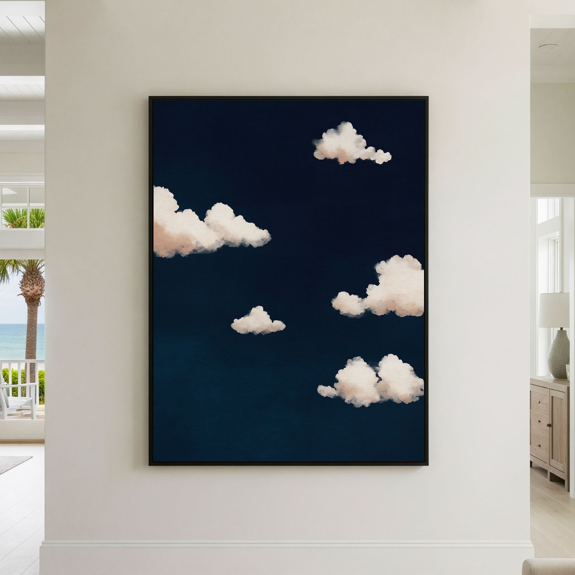 Navy Dreams Cloud Canvas Wall Art - Modern Abstract Sky Print