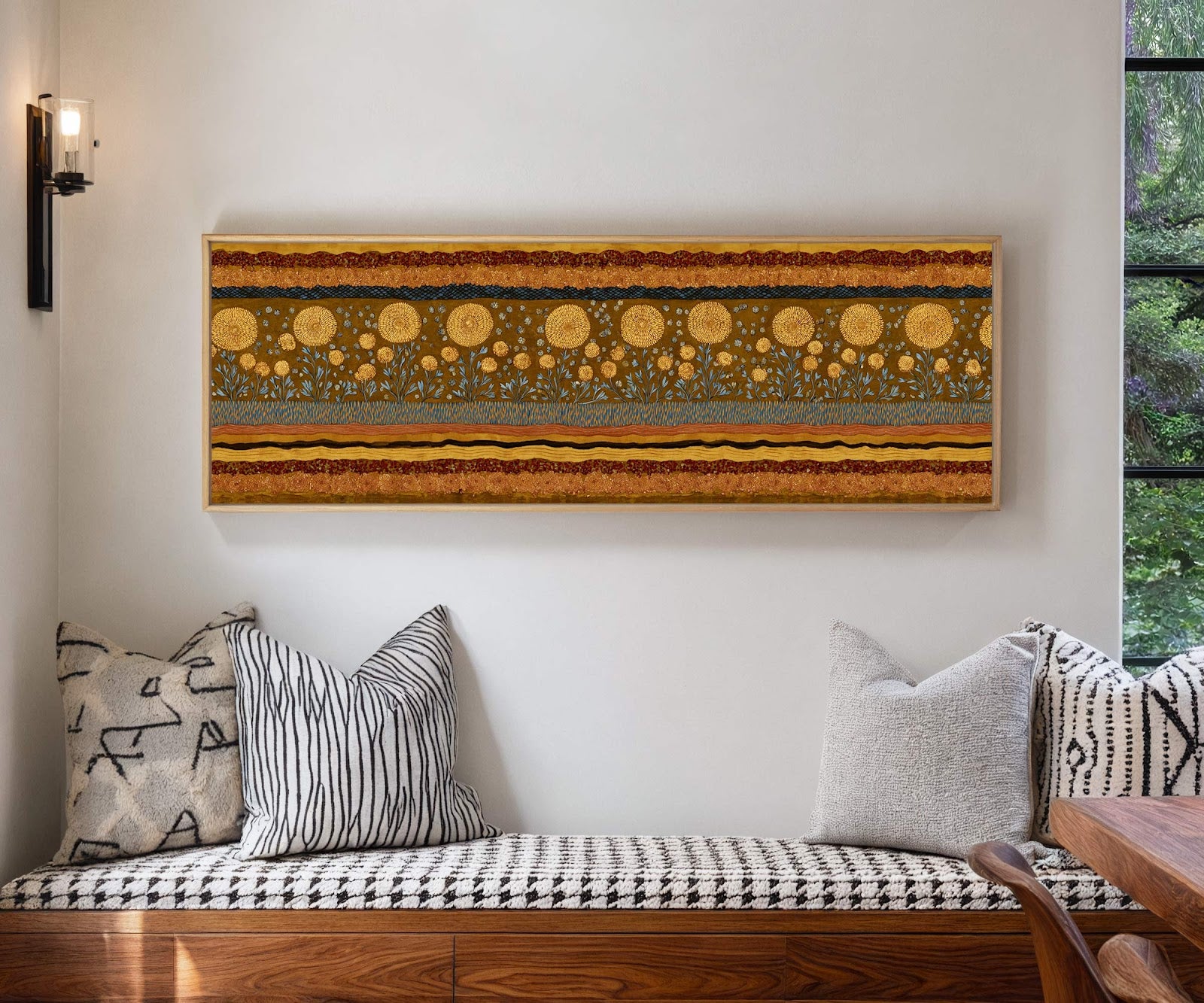 Canvas wall art in interior setting.