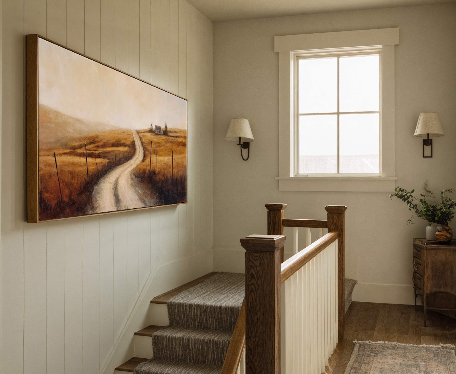 Canvas wall art in interior setting.