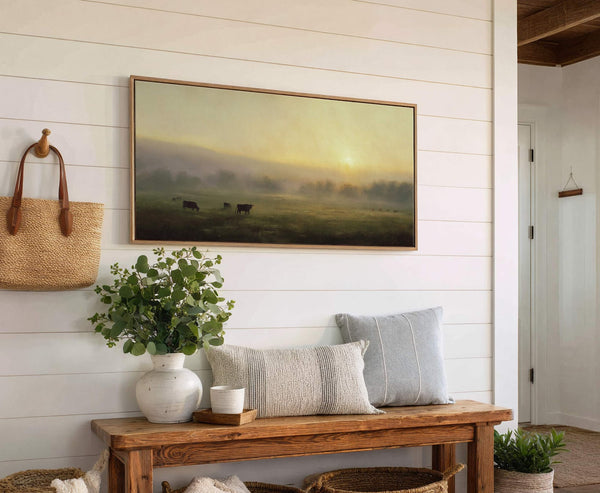 Canvas wall art in interior setting.